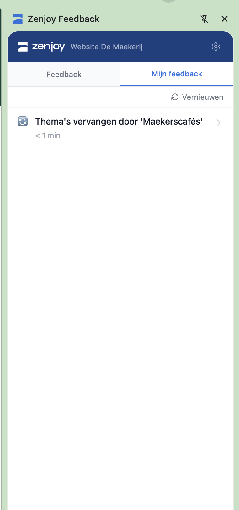 View all your sent-in feedback: you can revise all feedback you sent in.