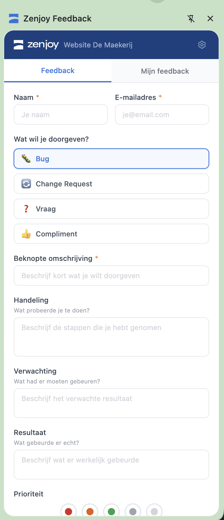Send in your feedback by giving your name & email (so we know who sent it and can contact you in case of questions). You can complete the desired fields.