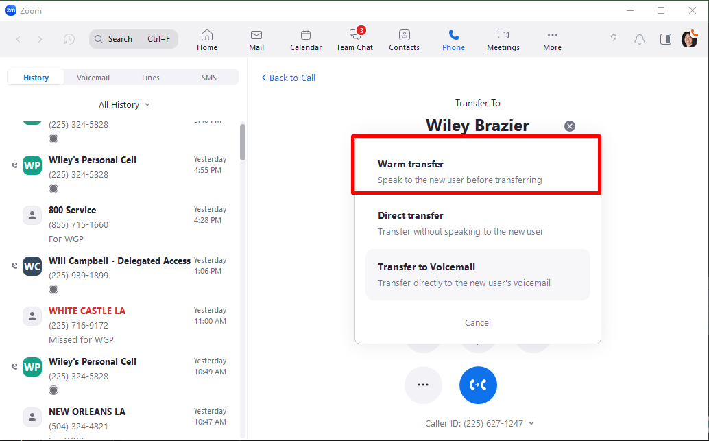 We always do a warm transfer.