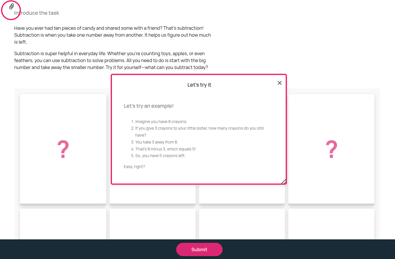 Previously the attachment link was in the top left corner and font sizing differed from text elsewhere.