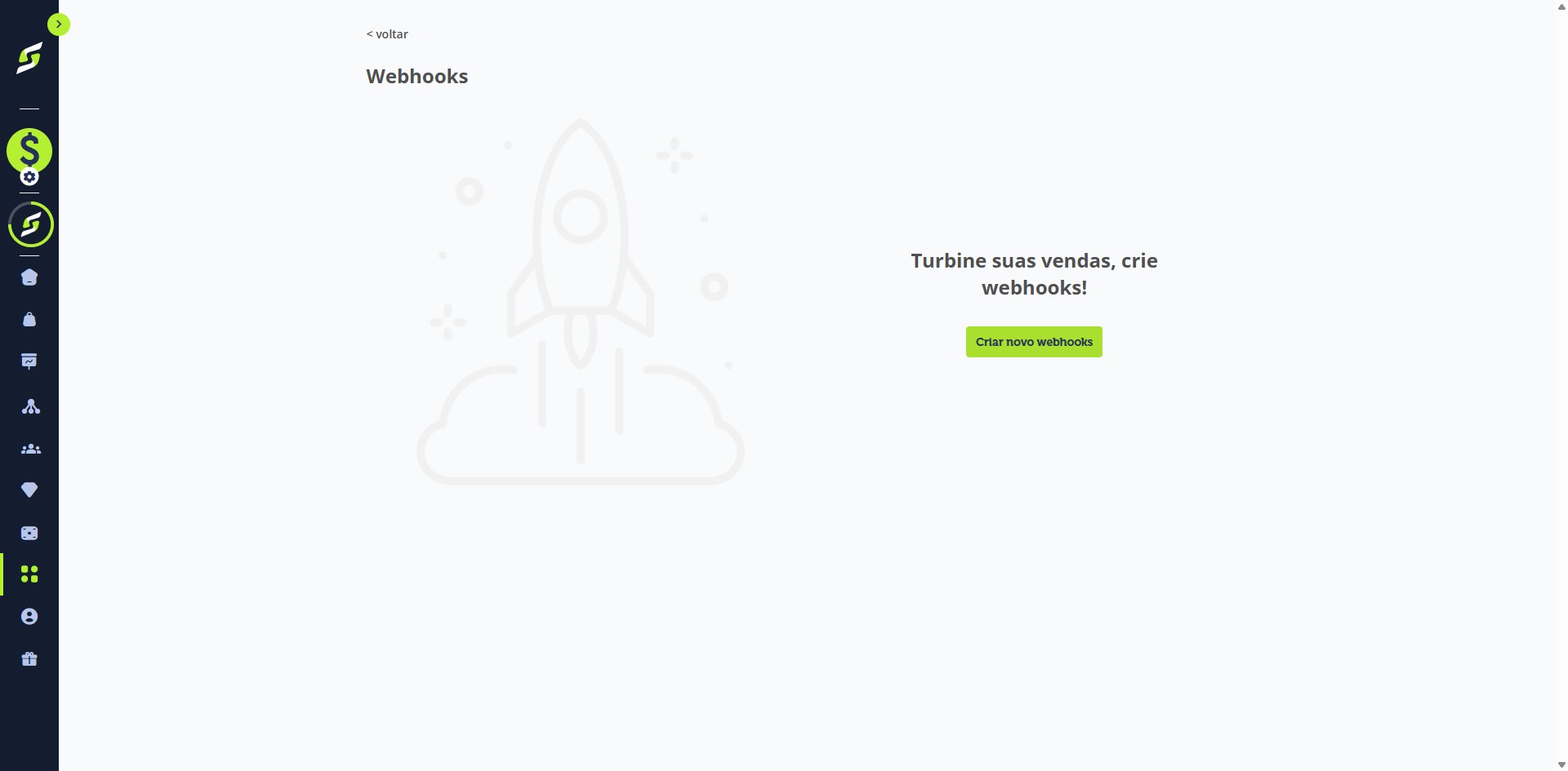 Clique em "Criar novo webhook".
