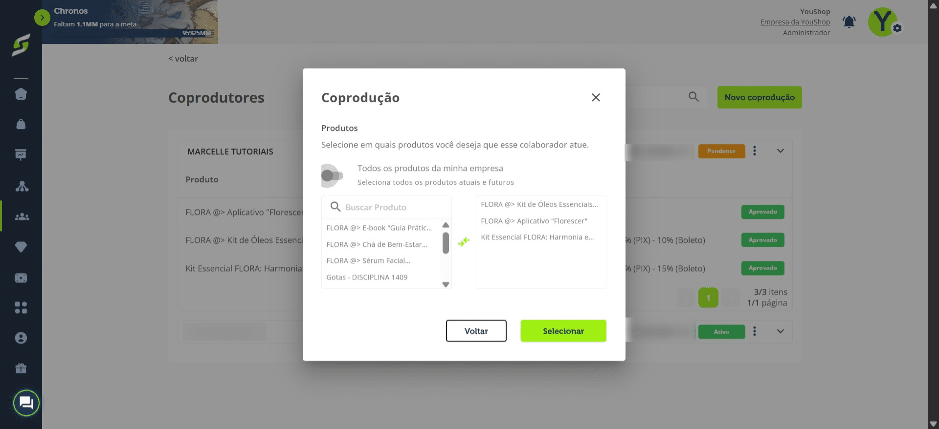 Você pode marcar todos os produtos da empresa.