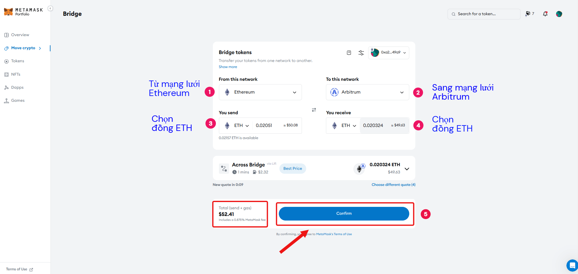 Nhập các thông tin theo hướng dẫn -> Bấm “**Confirm**”
