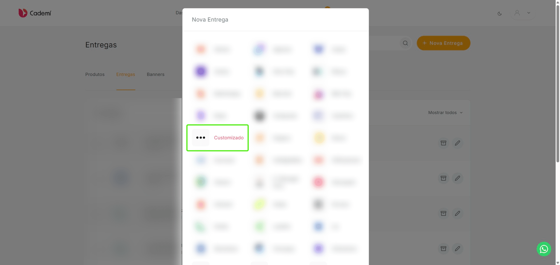 Selecione a opção "Customizado".