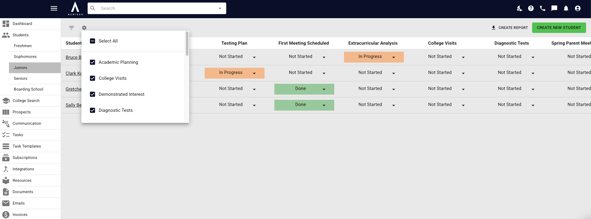 From the drop down, you can choose exactly which, if any, default columns you want to appear.