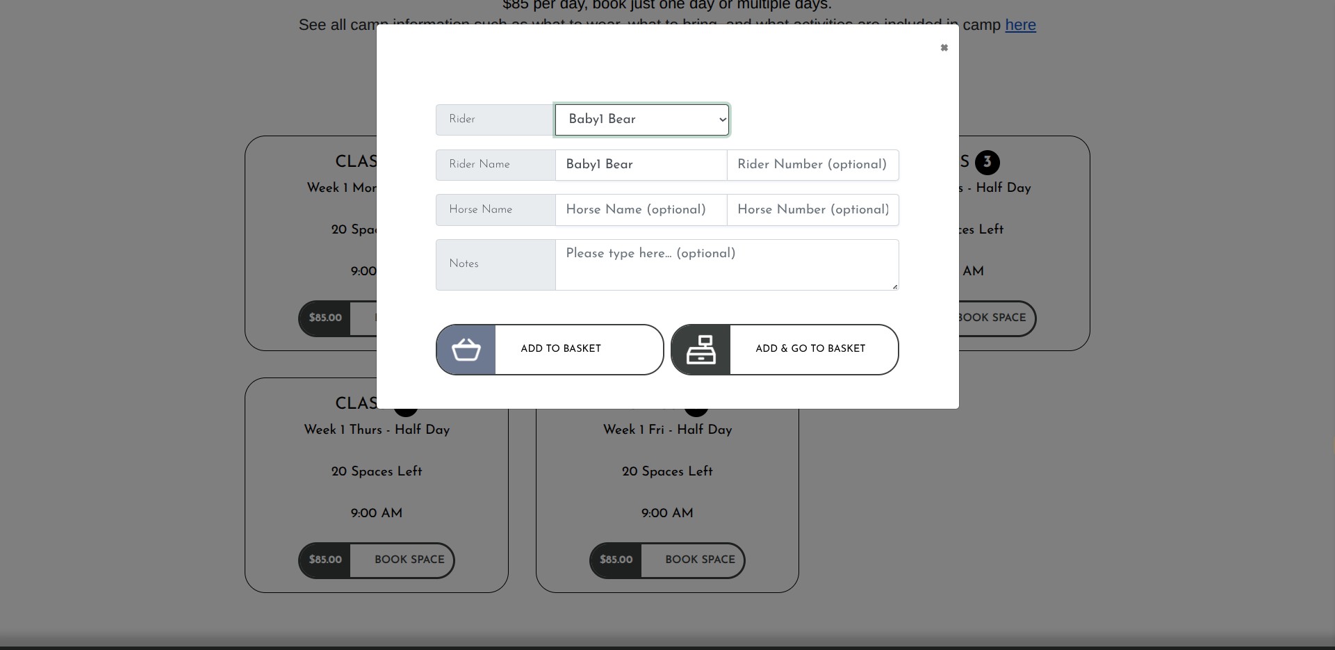 Click on "Add To Basket"