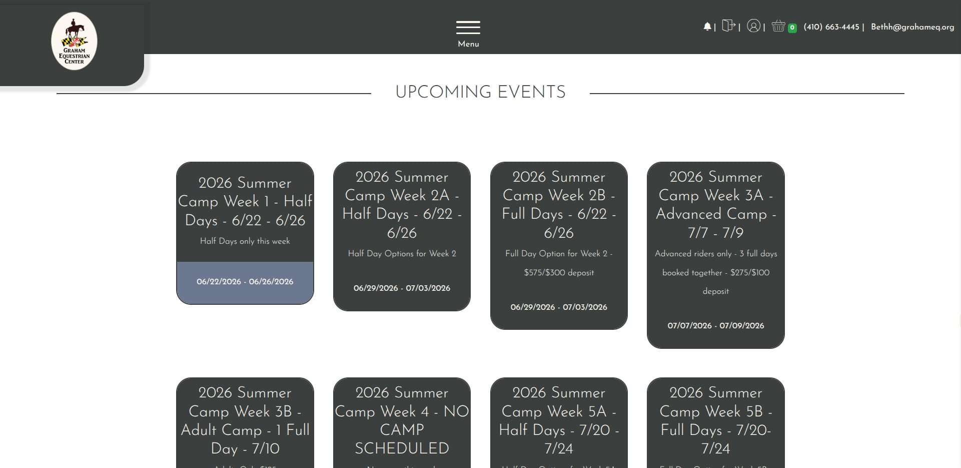 Click on "2026 Summer Camp Week 1 - Half Days - 6/22 - 6/26"