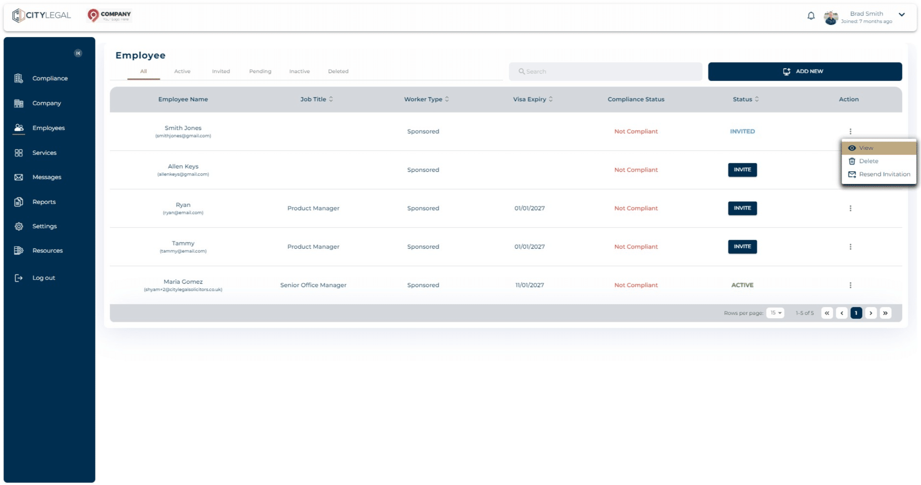 Navigate to 'Employees' and click on the three dots next to the employee that you want to create the recruitment campaign for. Click on View.