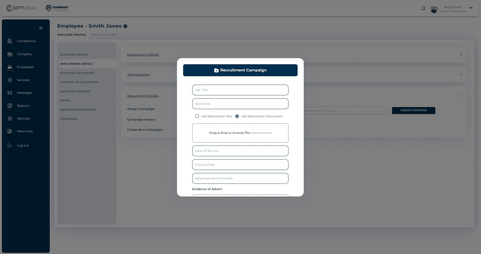 This lets you drag and drop the JD file (PDF, Word, Image) for the Recruitment Explanation.