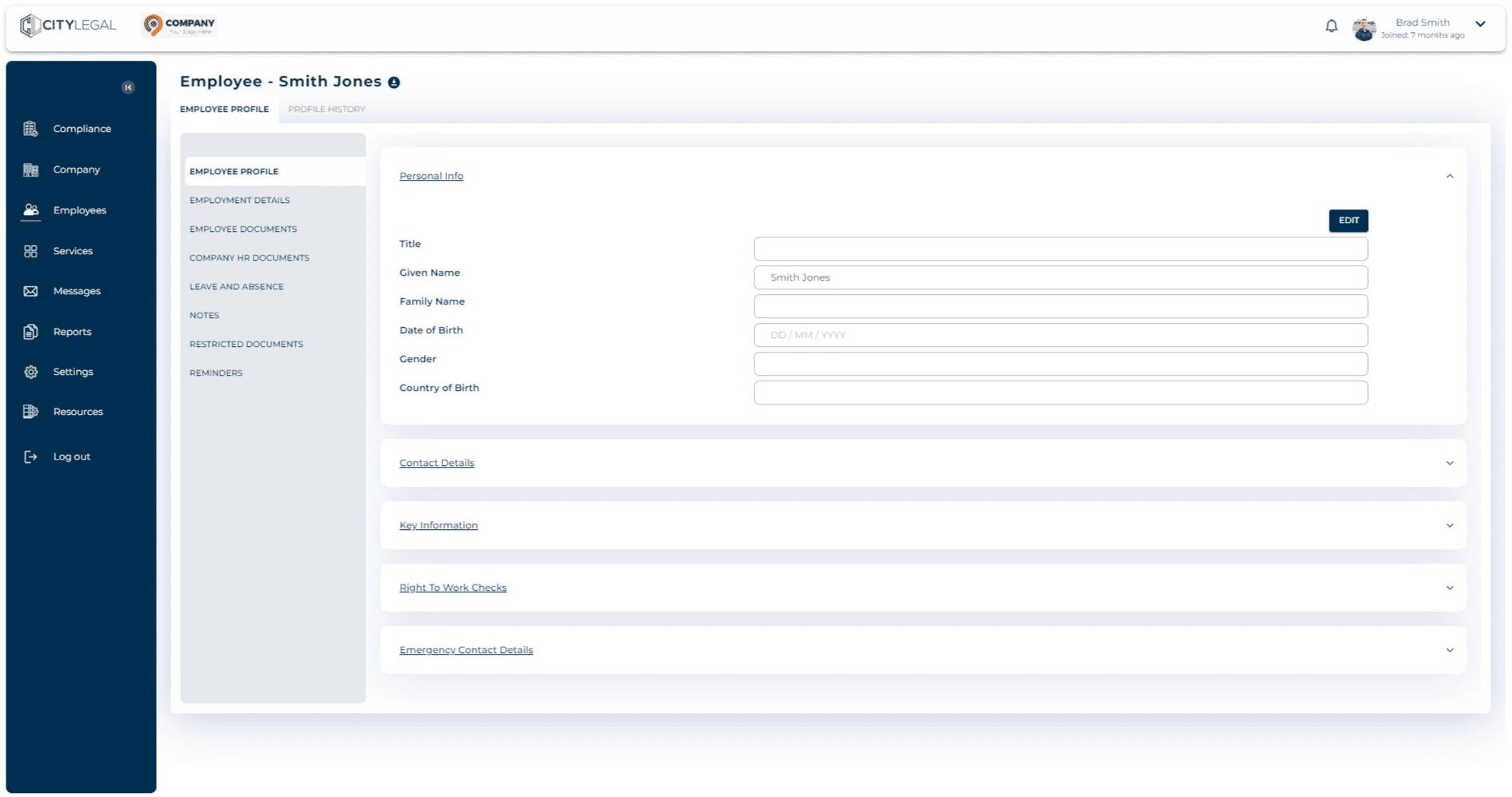 Click on "Employment Details"