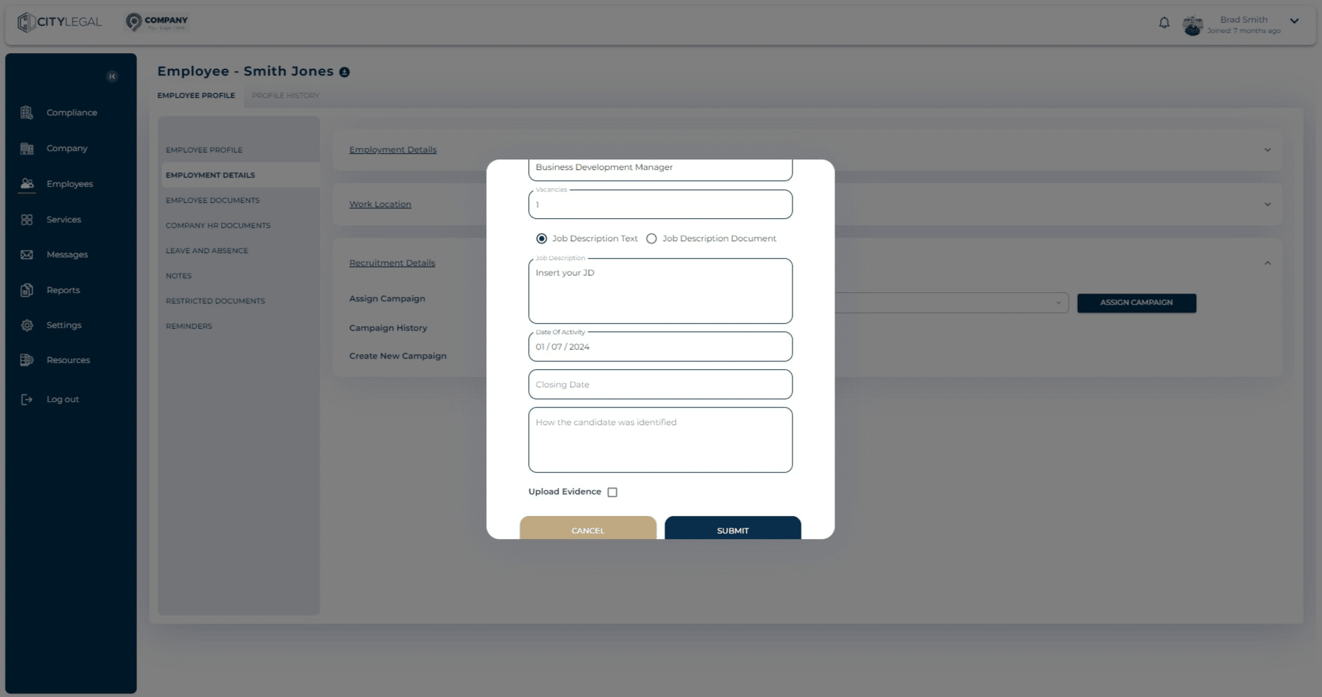 Enter the end date of the recruitment activity from the calendar option.