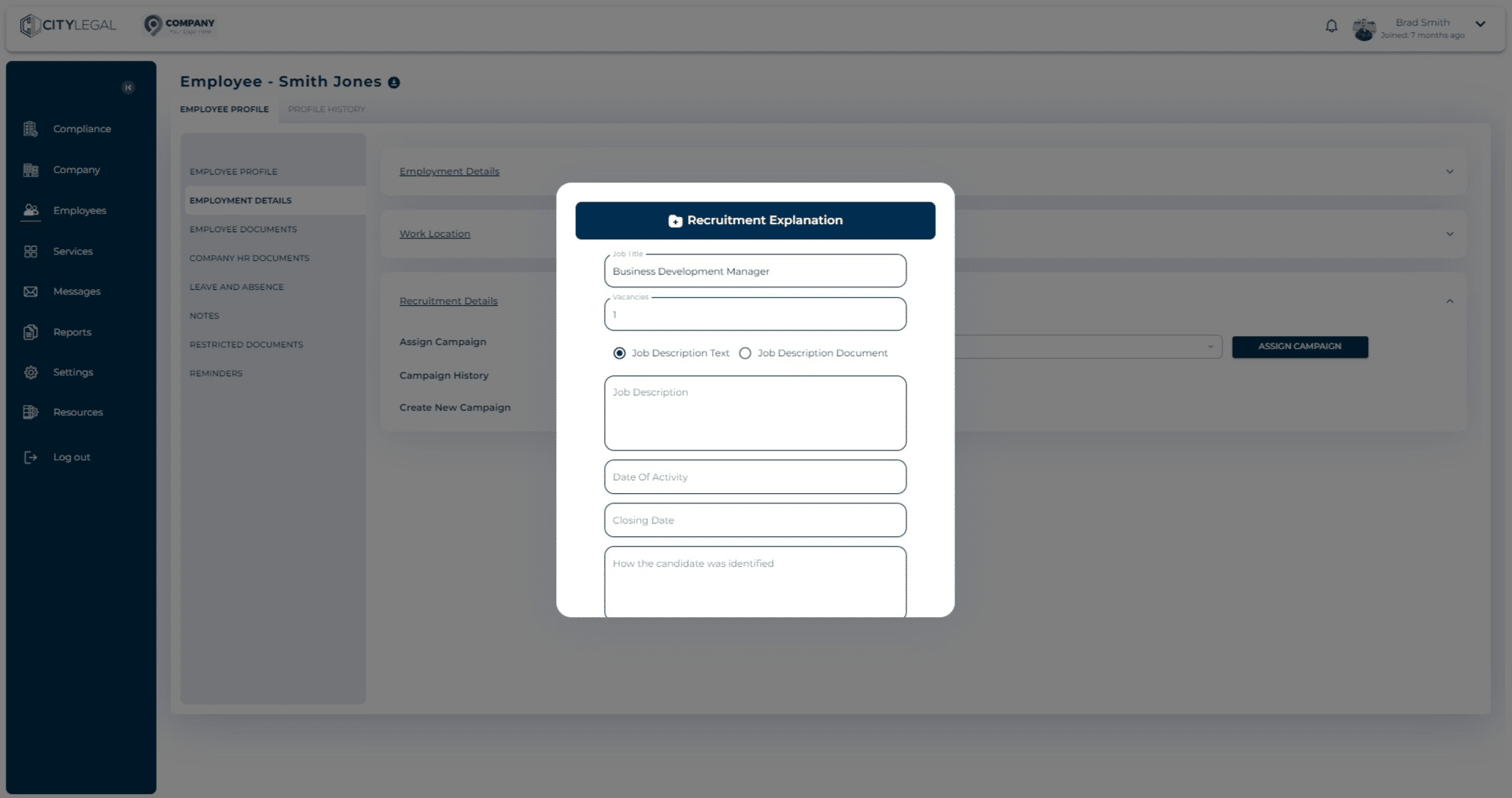 This option gives you a description field where you can put the JD in text for the job role.