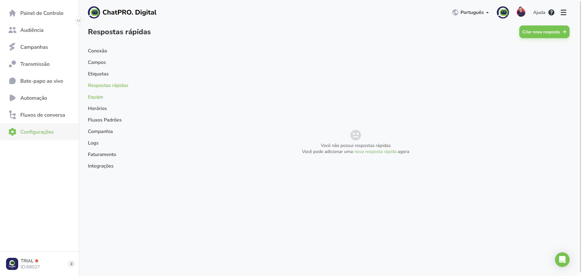Click on "Equipe"