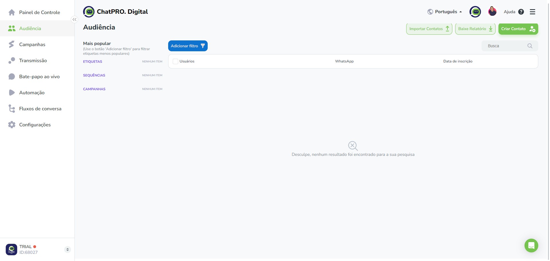 Click on "Adicionar filtro"