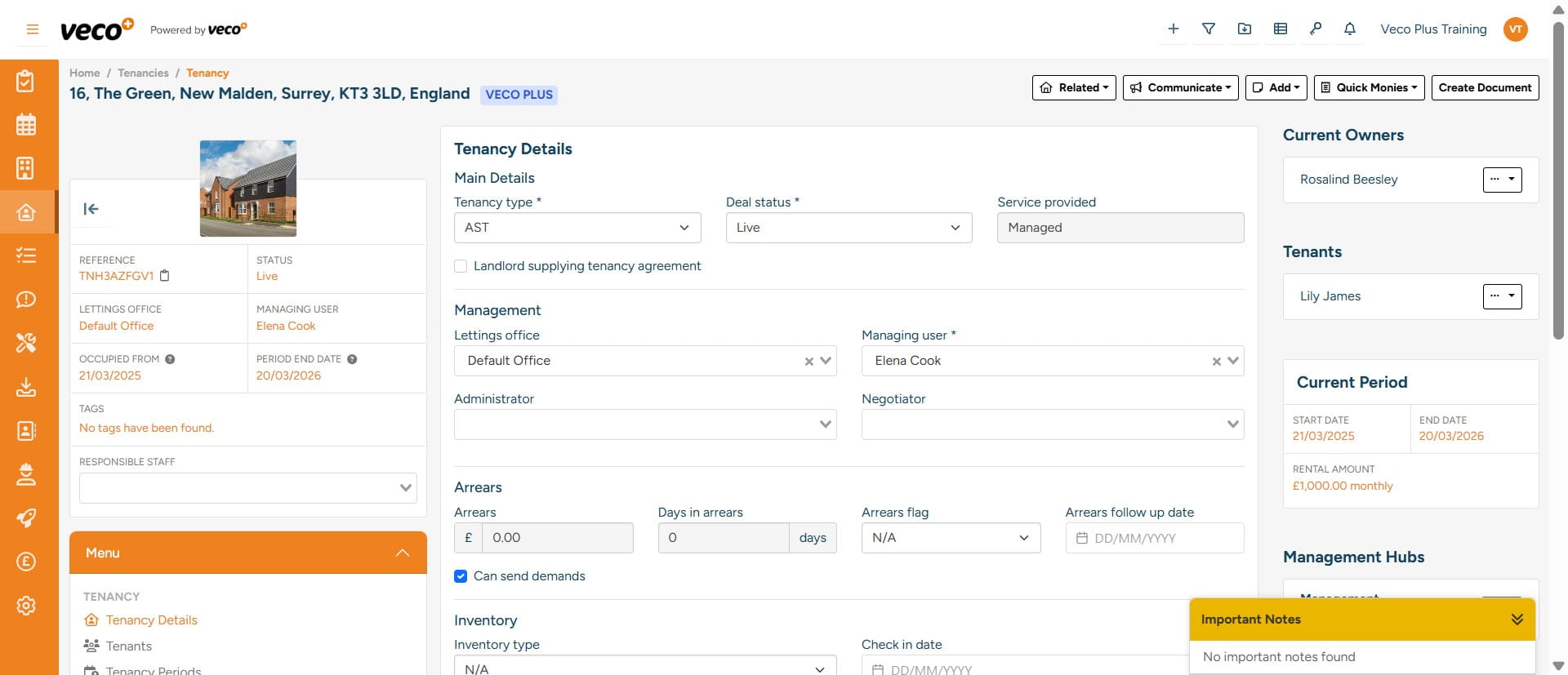 Once successful, the Application will be converted to a Tenancy, the Application will be ‘Live’ and put into a read only state. The Account Summary will move over to the ‘Live’ Tenancy
