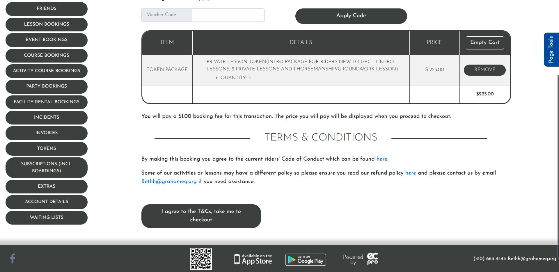 Click on "I agree to the T&Cs, take me to checkout"