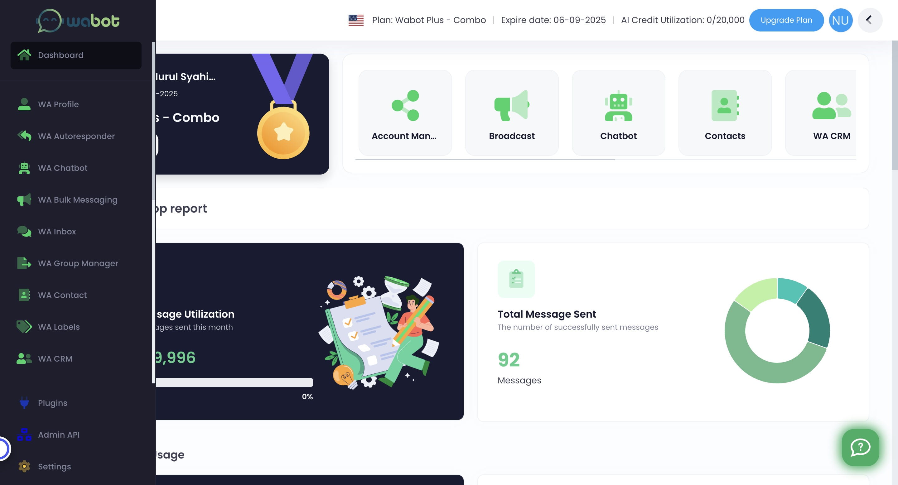 Click on "WA Chatbot"