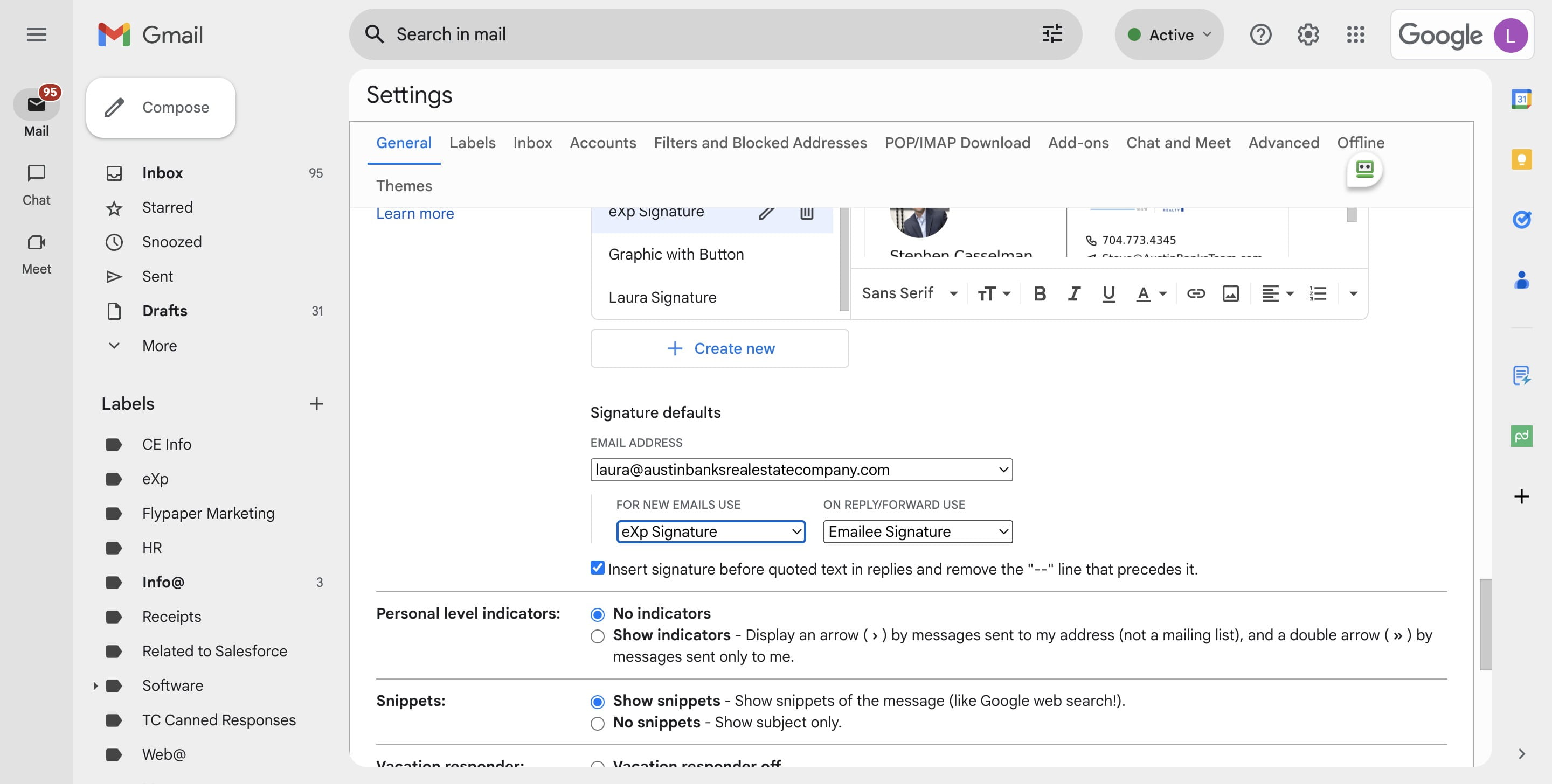 Changing your email signature