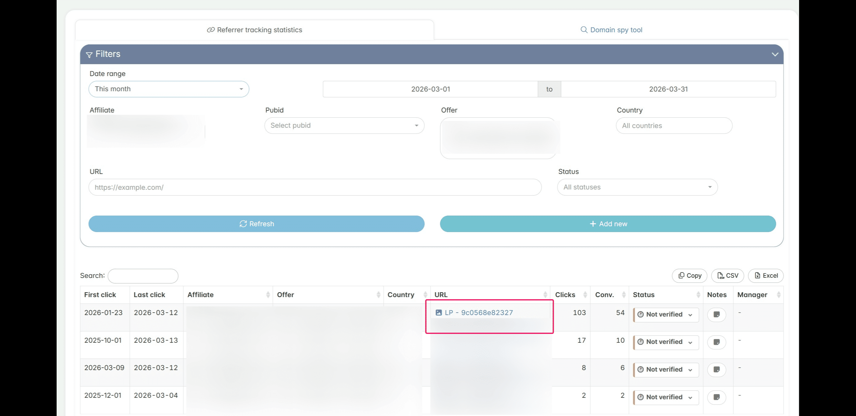 Once a TrafficManager client starts sending traffic with fingerprint data, **you will be able to see screenshots of the landing page(s) generating the sale(s)**. This allows you to understand exactly what the final user saw at the moment the order was placed and check whether the partner is compliant with your terms and conditions.