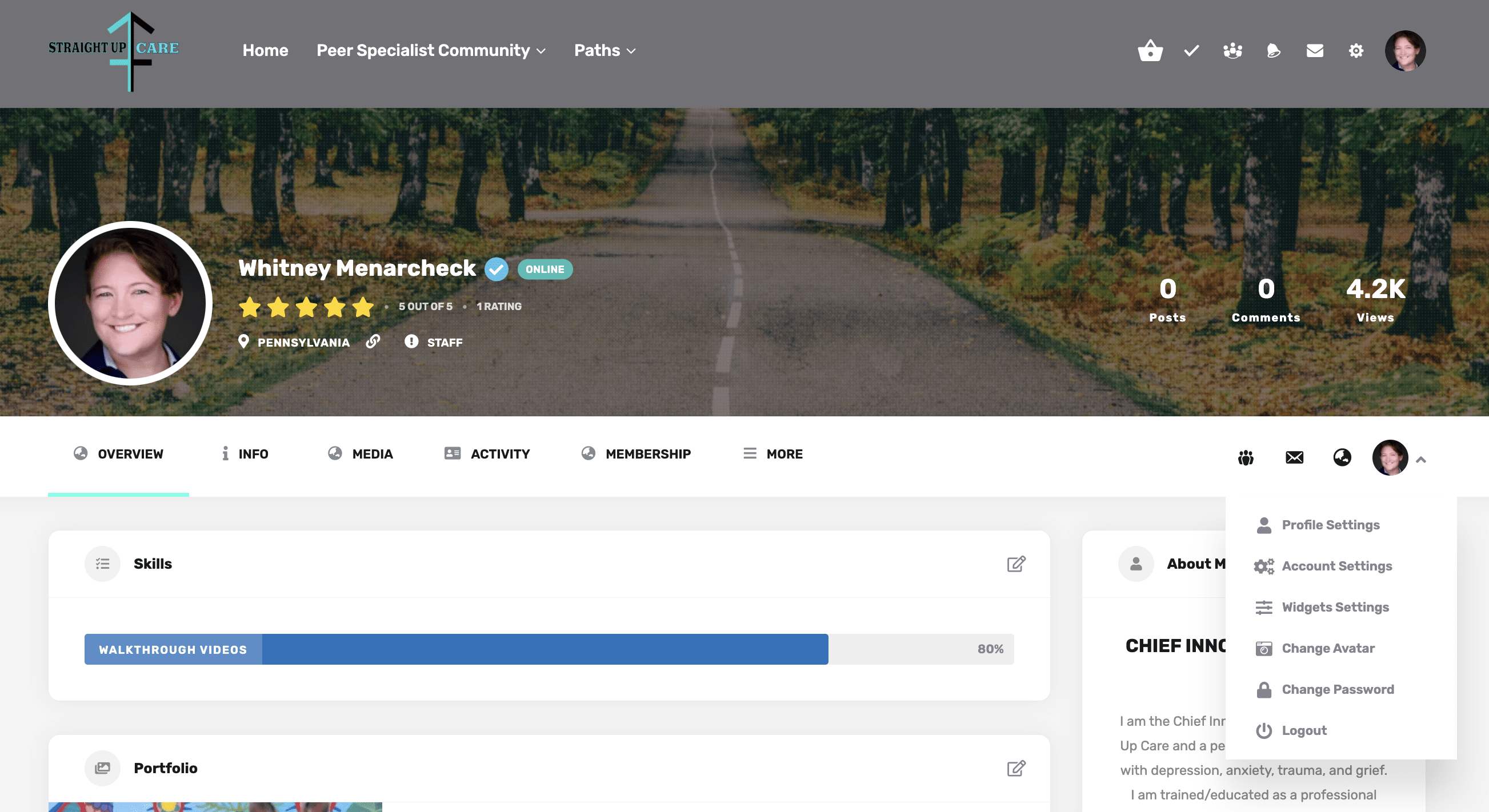 Go to your profile on [https://straightupcare.com](url) and go to "Profile Settings"