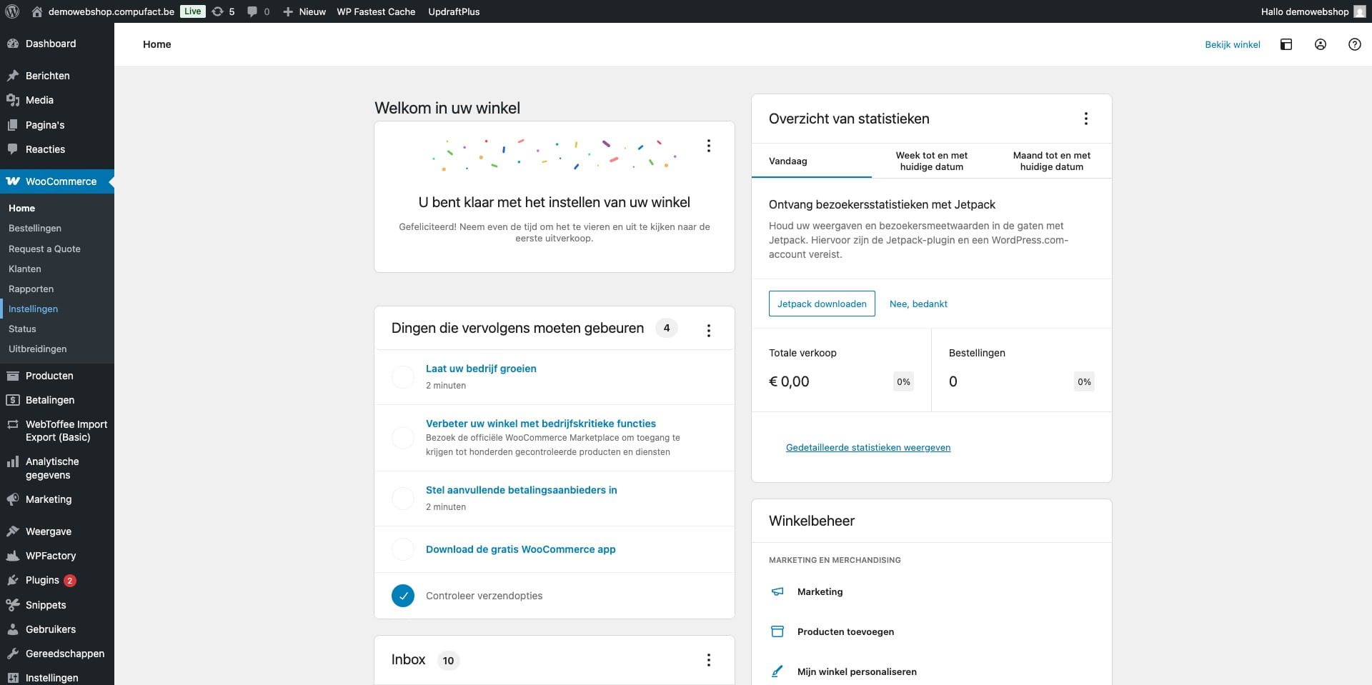 Klik op "Instellingen"