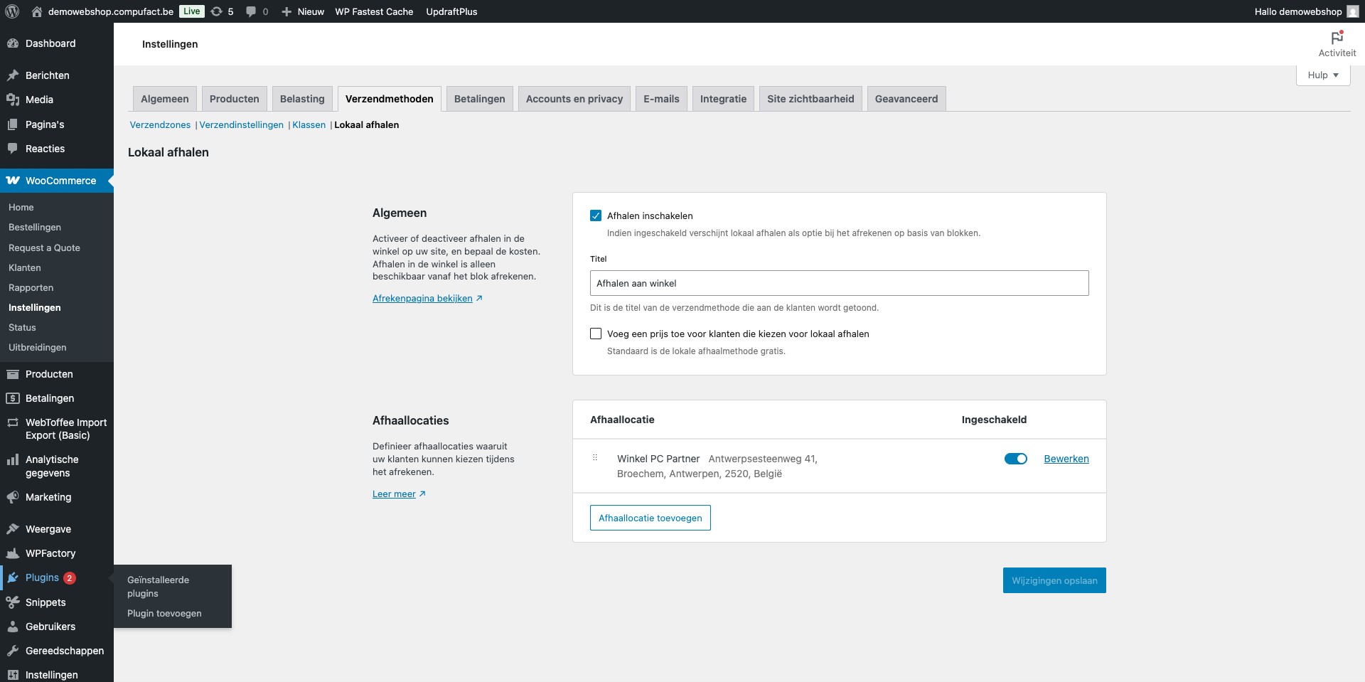 Activeer indien nodig. Klik daarna terug op "Plugins"