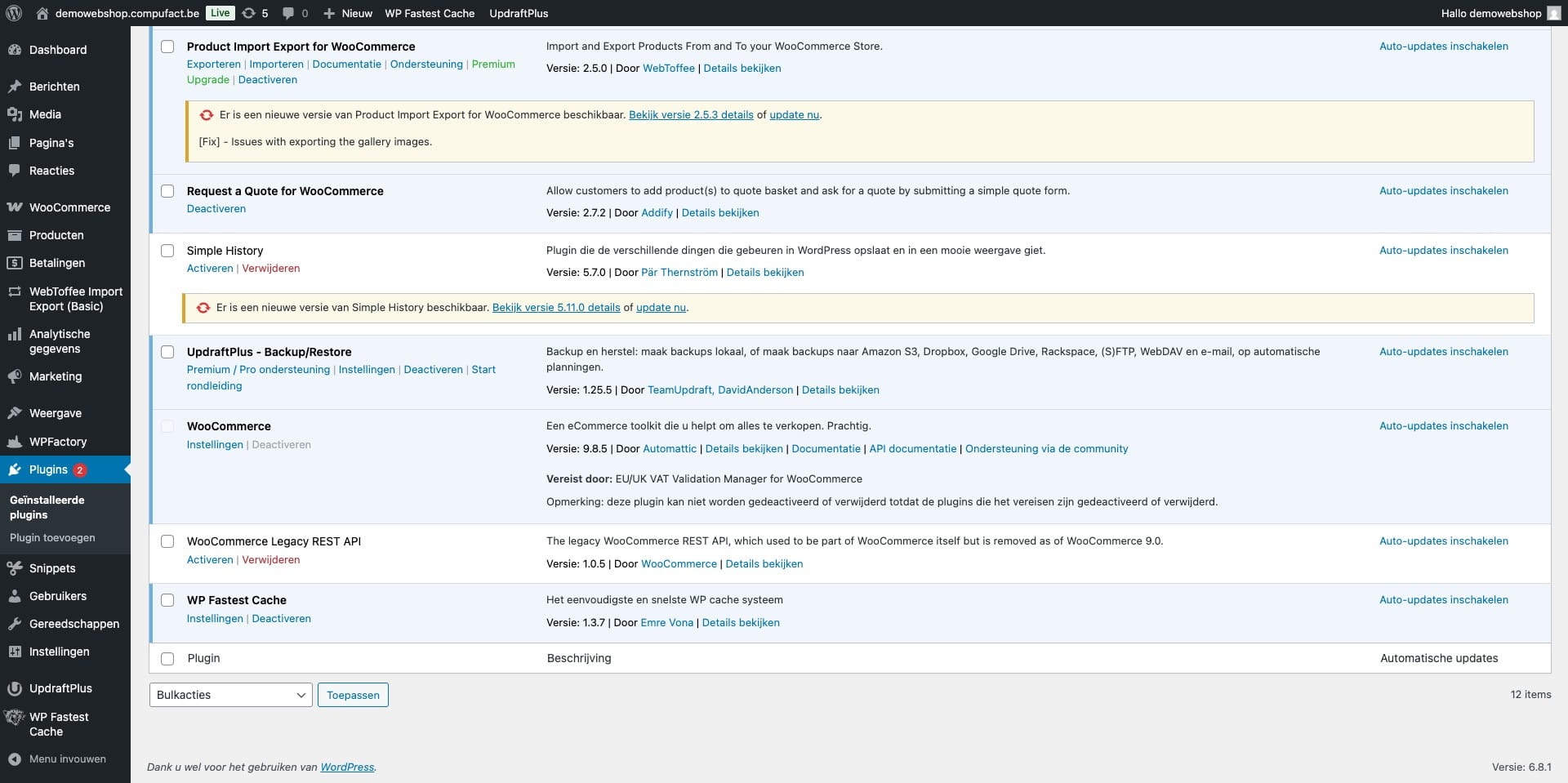 "WooCommerce" is geinstalleerd