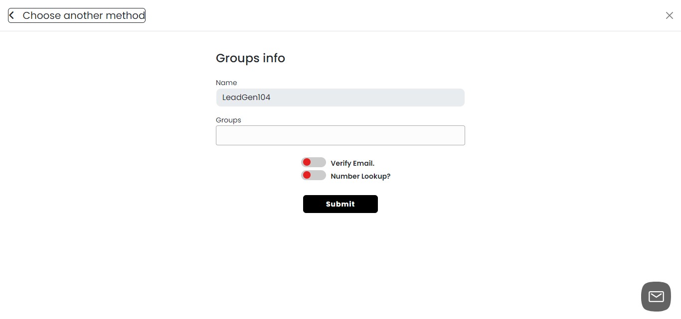 If you prefer a different import method, click on the "choose another method" arrow to explore other options.