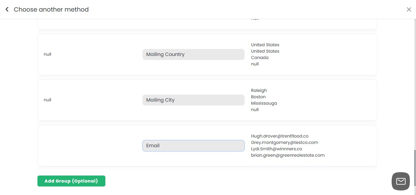 Continue selecting the appropriate fields for each column in your CSV file.