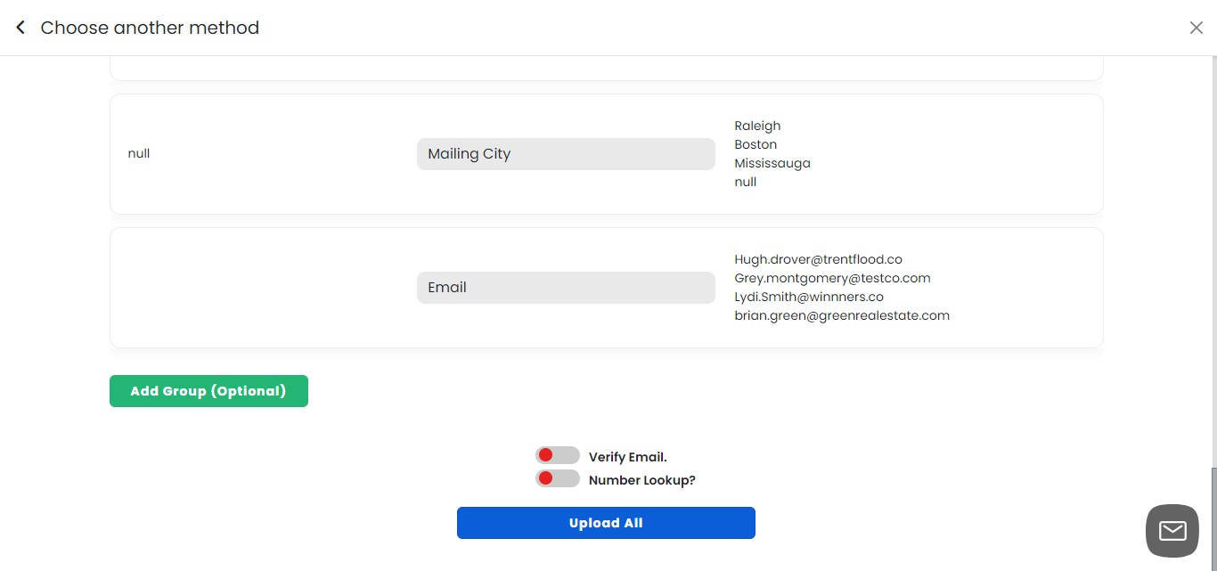 Once you have selected all the necessary options and mapped your data, click on "Upload All" to import the leads into SMS-iT.