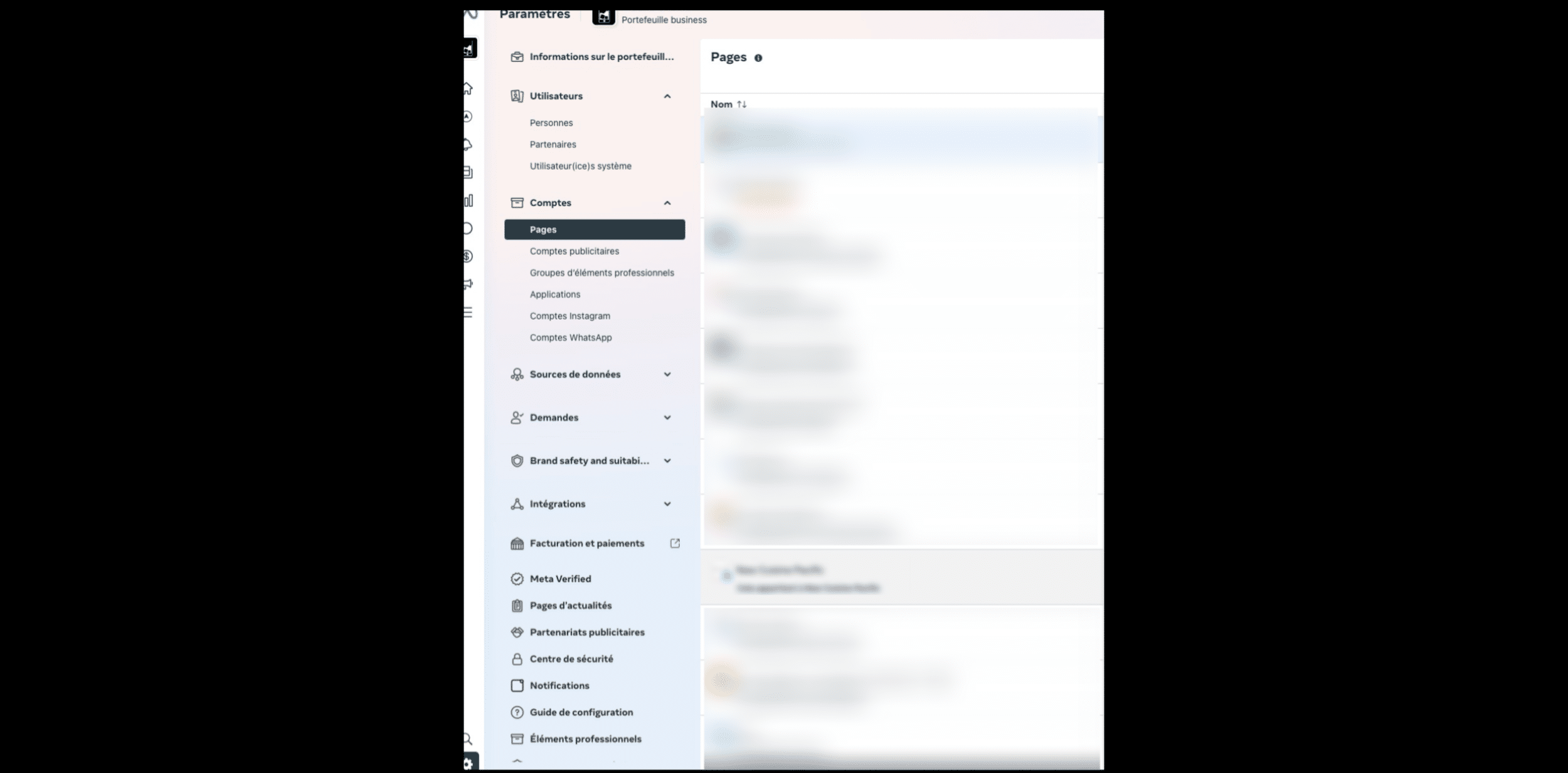 Sélectionner la page qui doit être partager pour obtenir son ID