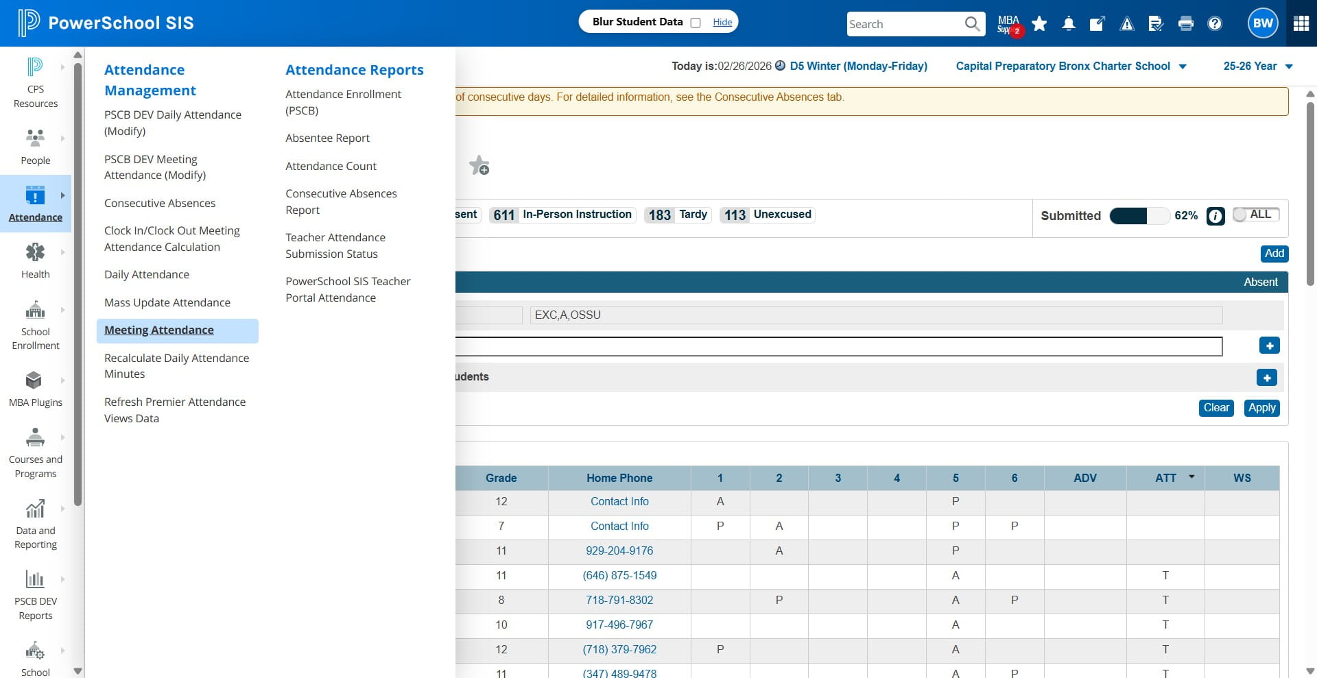 Click on "Meeting Attendance"