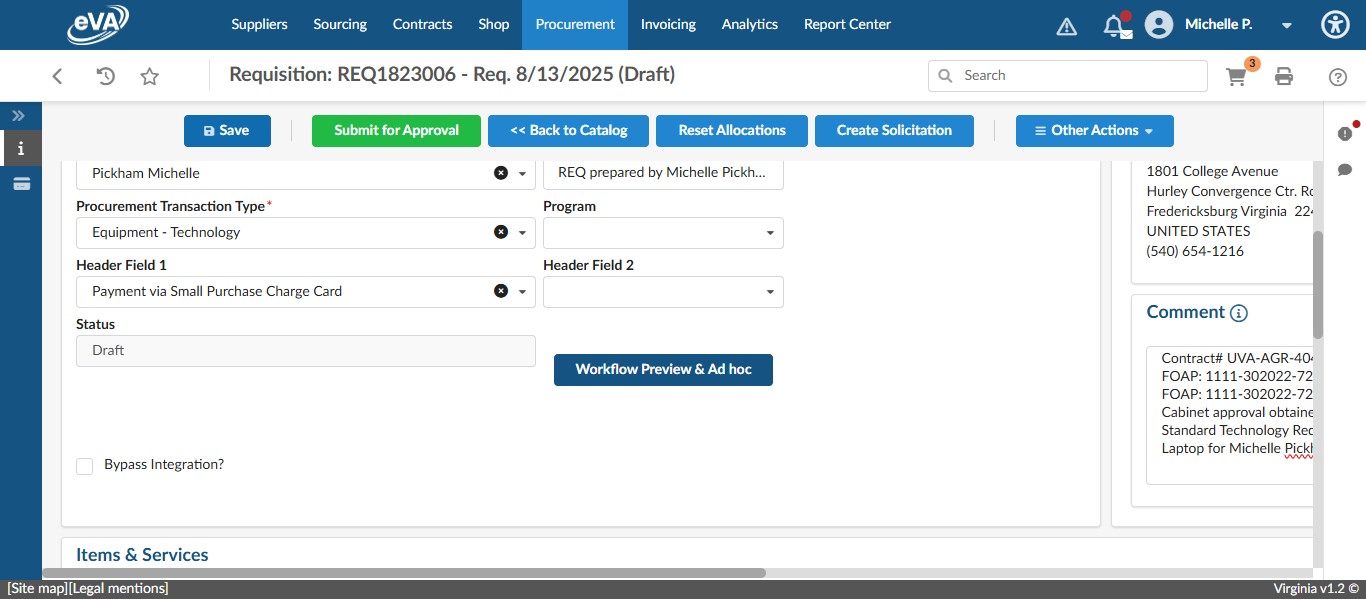 Once all fields in the Header are completed, click on "Save"