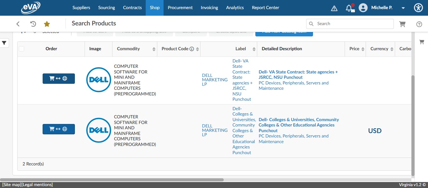 Click on the shopping cart button next to the correct catalog for UMW.