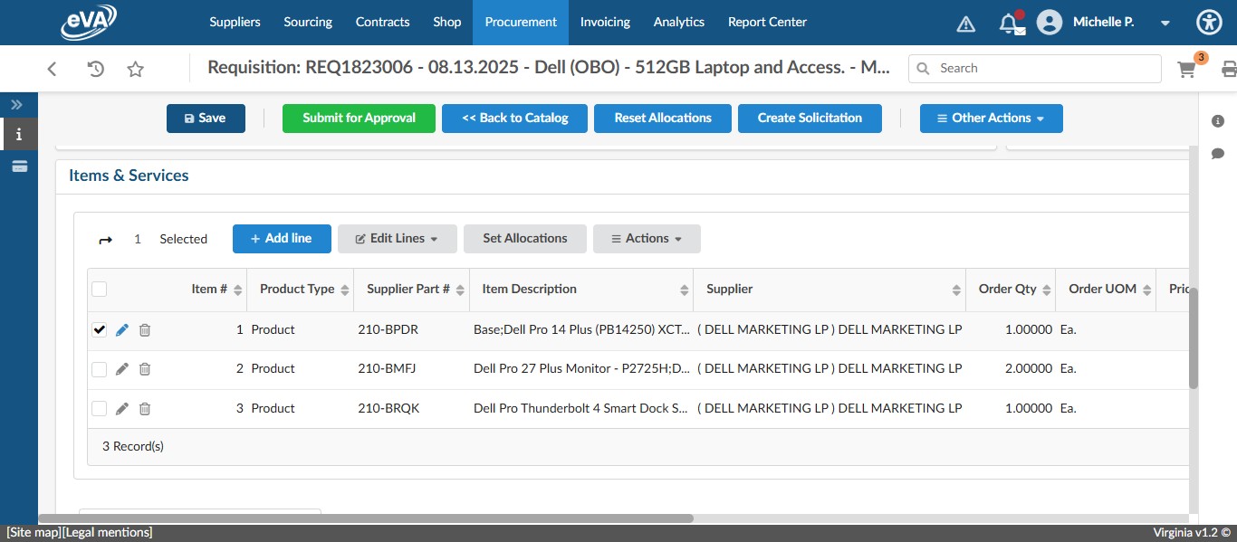 To go back and edit just one of the line items that was mass allocated to a differen Account code or different FOAP, select the pencil next to that line item.
