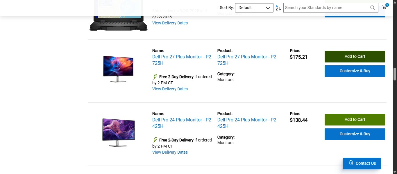 If more items are requested on the Standard Technology Request Form, scroll to access all items needed and click on "Add to Cart" for each one.