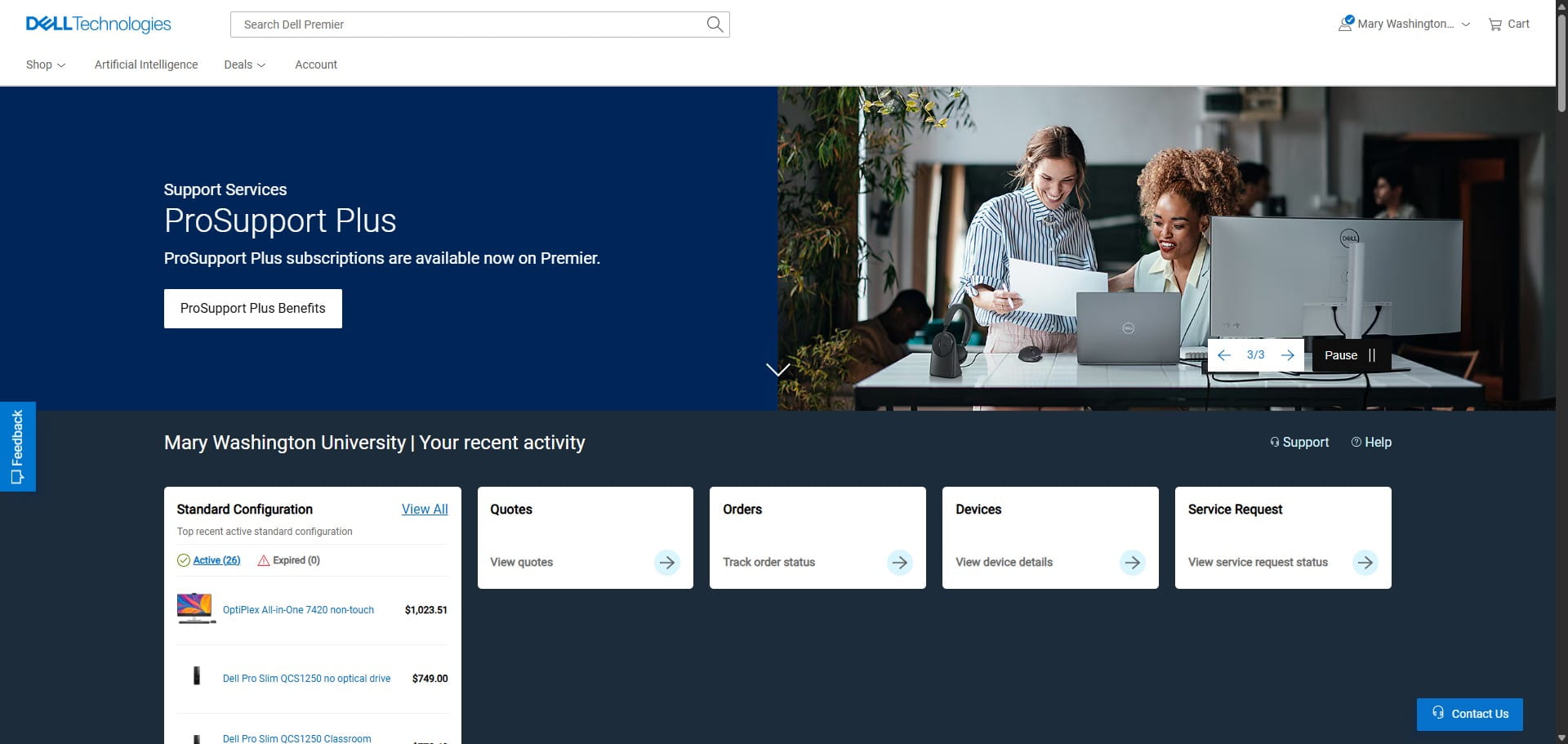 If you're purchasing a non-standard item from Dell through a custom quote, click on the arrow next to View quotes in the Quotes section.