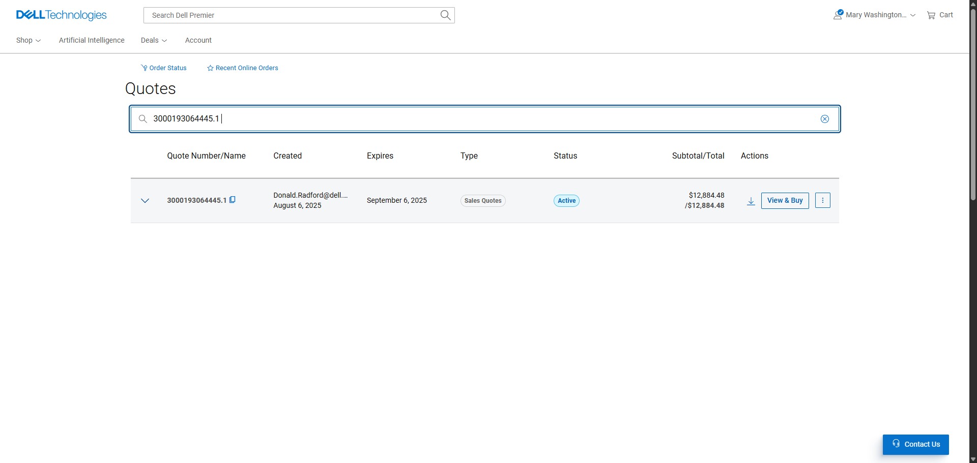 Then enter the quote number given from the custom quote received from the Dell representative.
