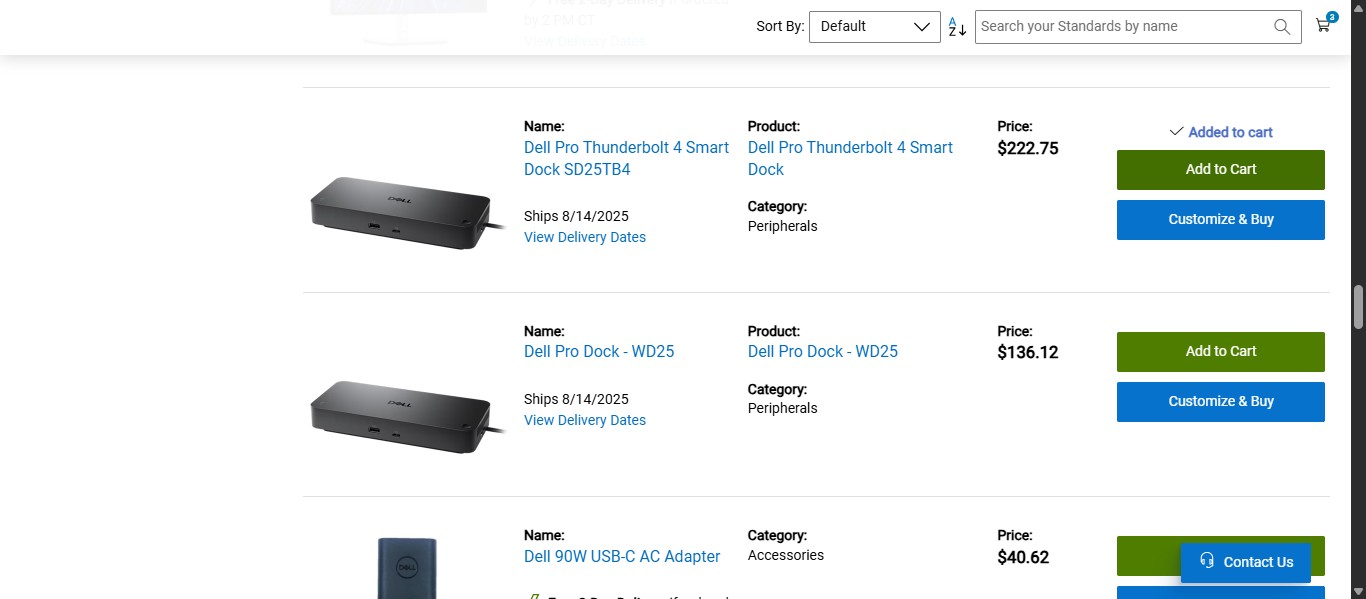 When all items requested are added to the cart, select the shopping cart icon in the top right.