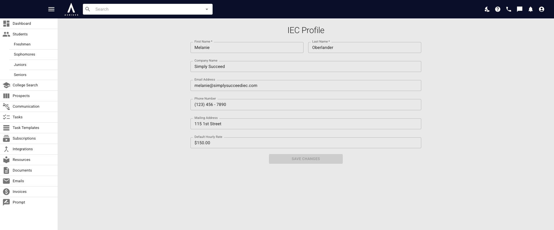 **IEC Settings** is where you can view & update your **IEC Profile**.