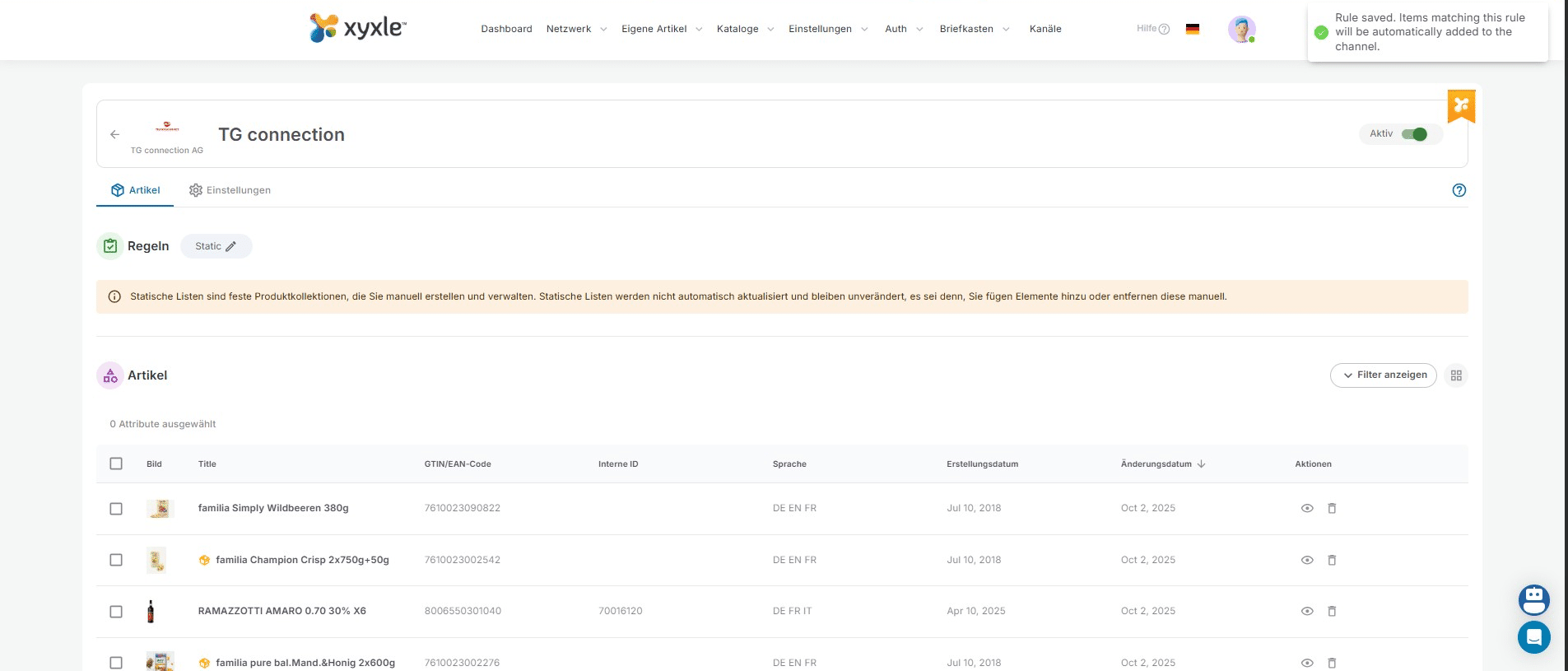 Done 🚀 Now in your Article list below you can see all articles published in this specific channel.