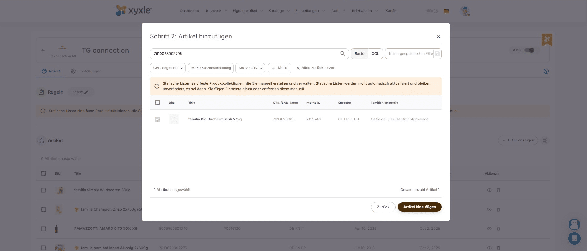 But if you have another article you need to publish you will need to select one then click on "Artikel Hinzufugen".