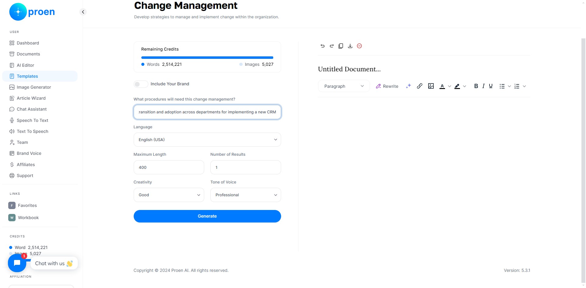 **Optional**: curate the content that will be generated 