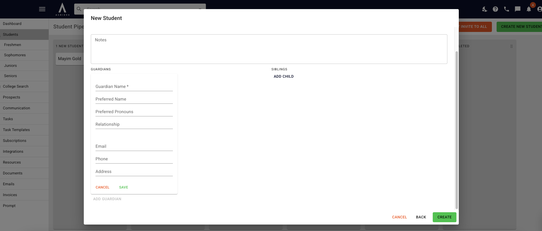 When you have entered a parent/guardian's information, be sure to press **Save.**