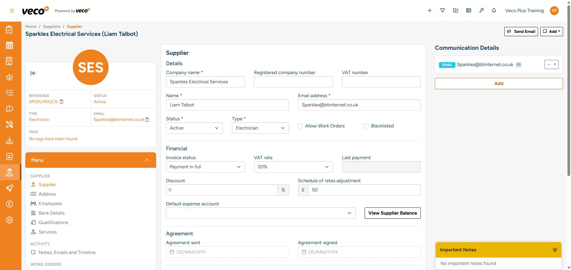 Additional communication details can be added by selecting the ‘Add’ button