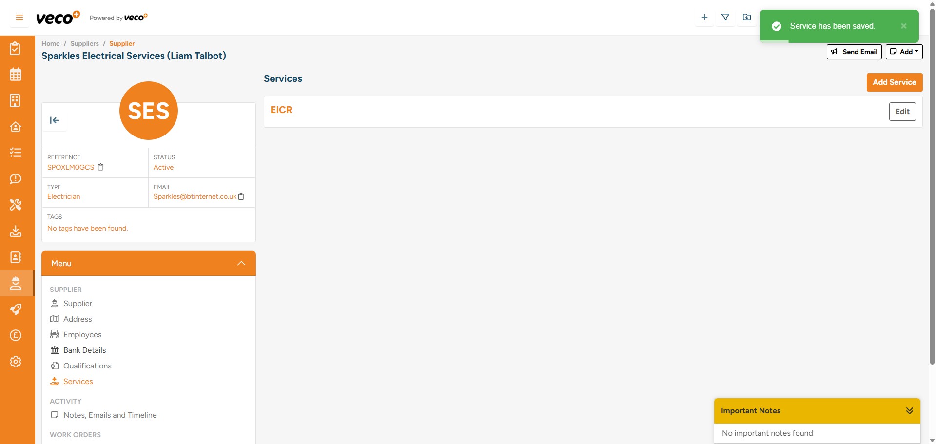The supplier's bank details for payment can also be added by selecting 'Bank Details' from the menu