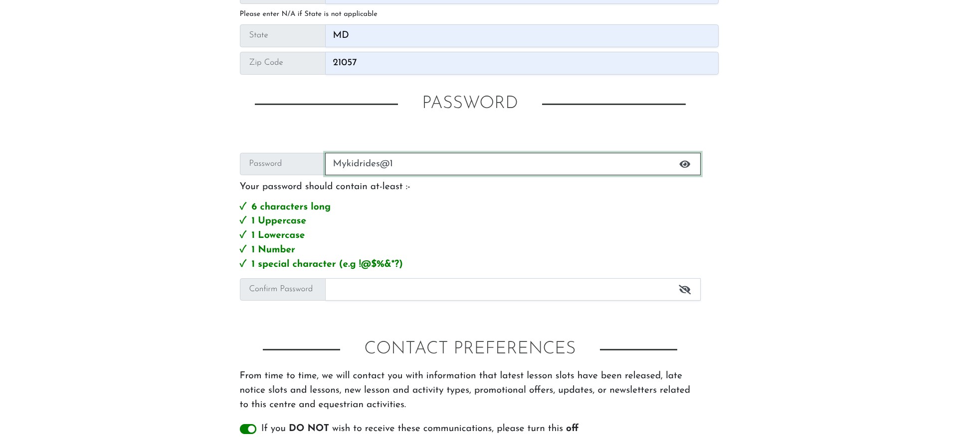 Set a passwork according to standards