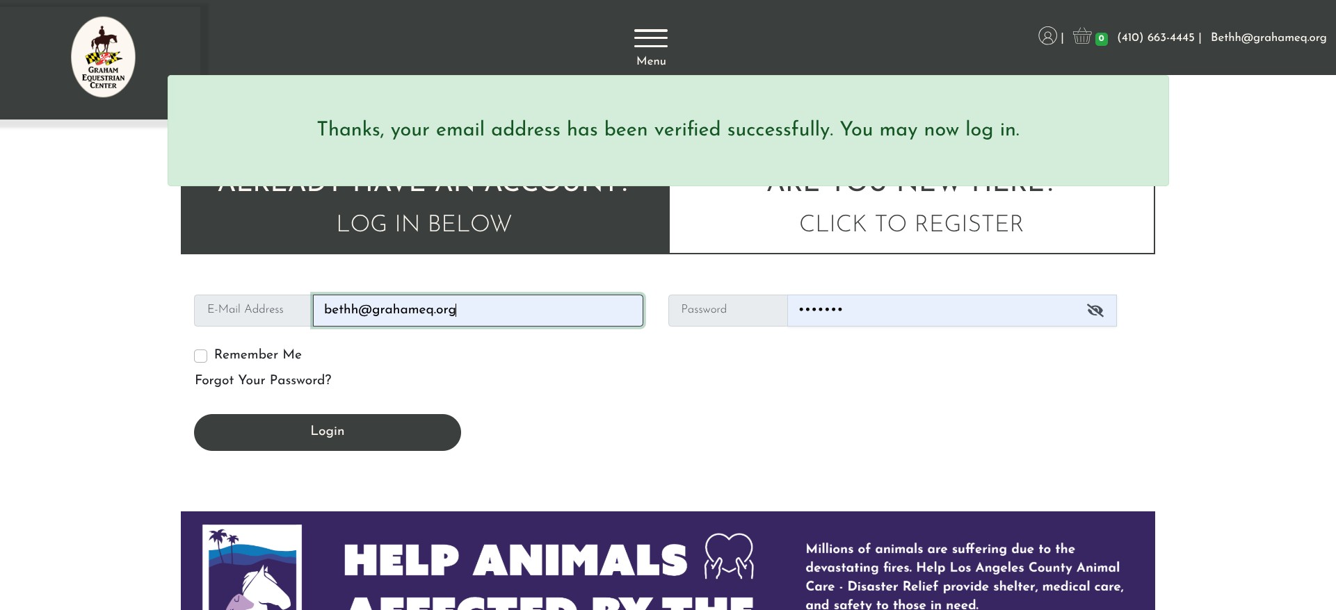 Login - you need to add riders so please do not stop once your registration is complete. If you don't take lessons you can skip this step.