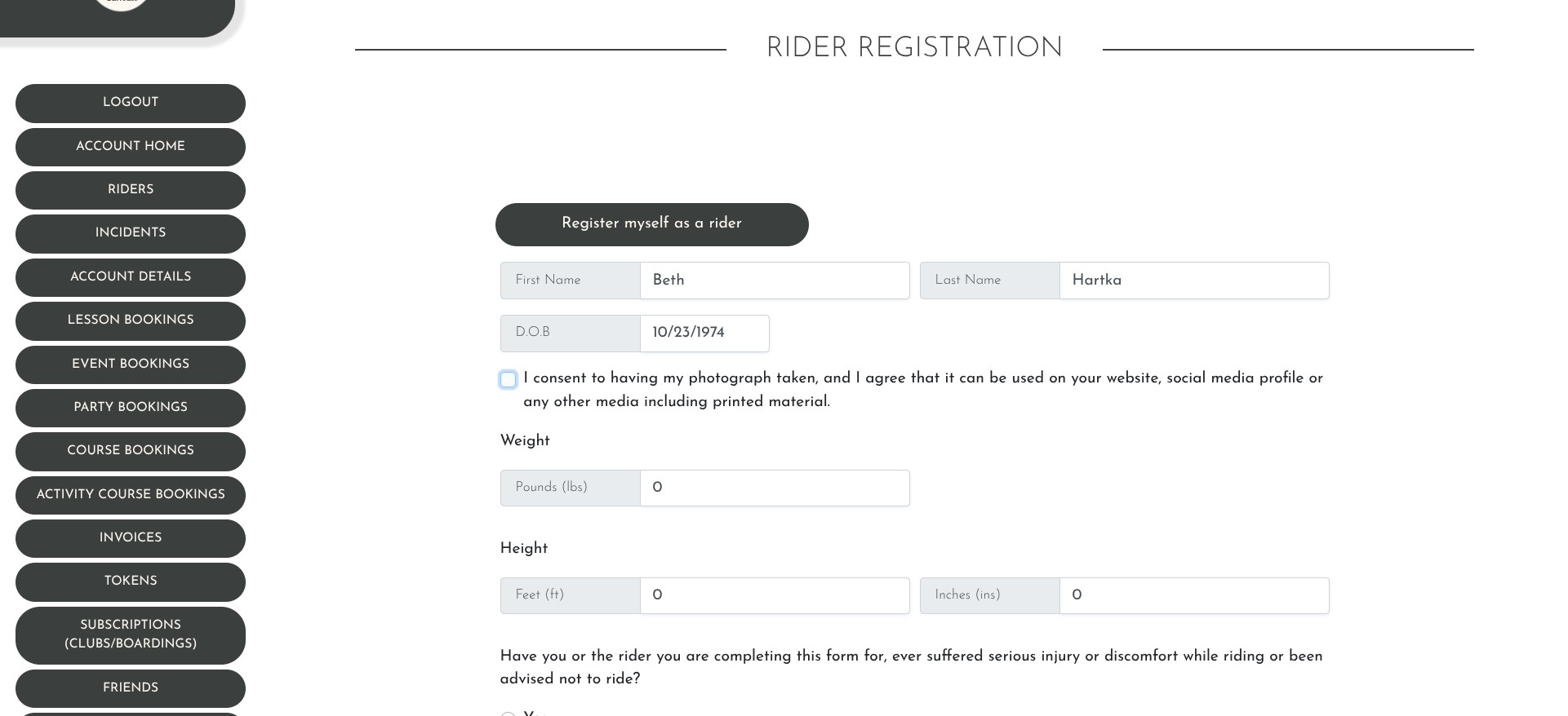 Click on "I consent to having my photograph taken...' Optional.  It is very helpful to us to have this consent not only for advertising purposes but also for grant writing and other fundraising activities.