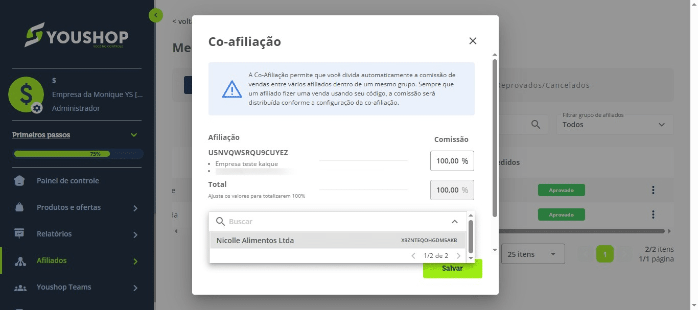 Selecione o participante que deseja adicionar.